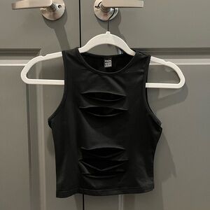Black cut out crop top